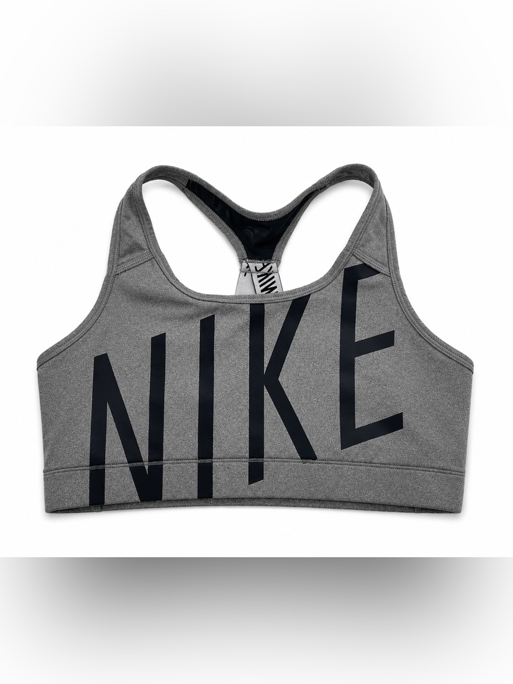 Nike Dri-FIT Gray Logo Racerback Sports Bra Women’s Large Medium Support